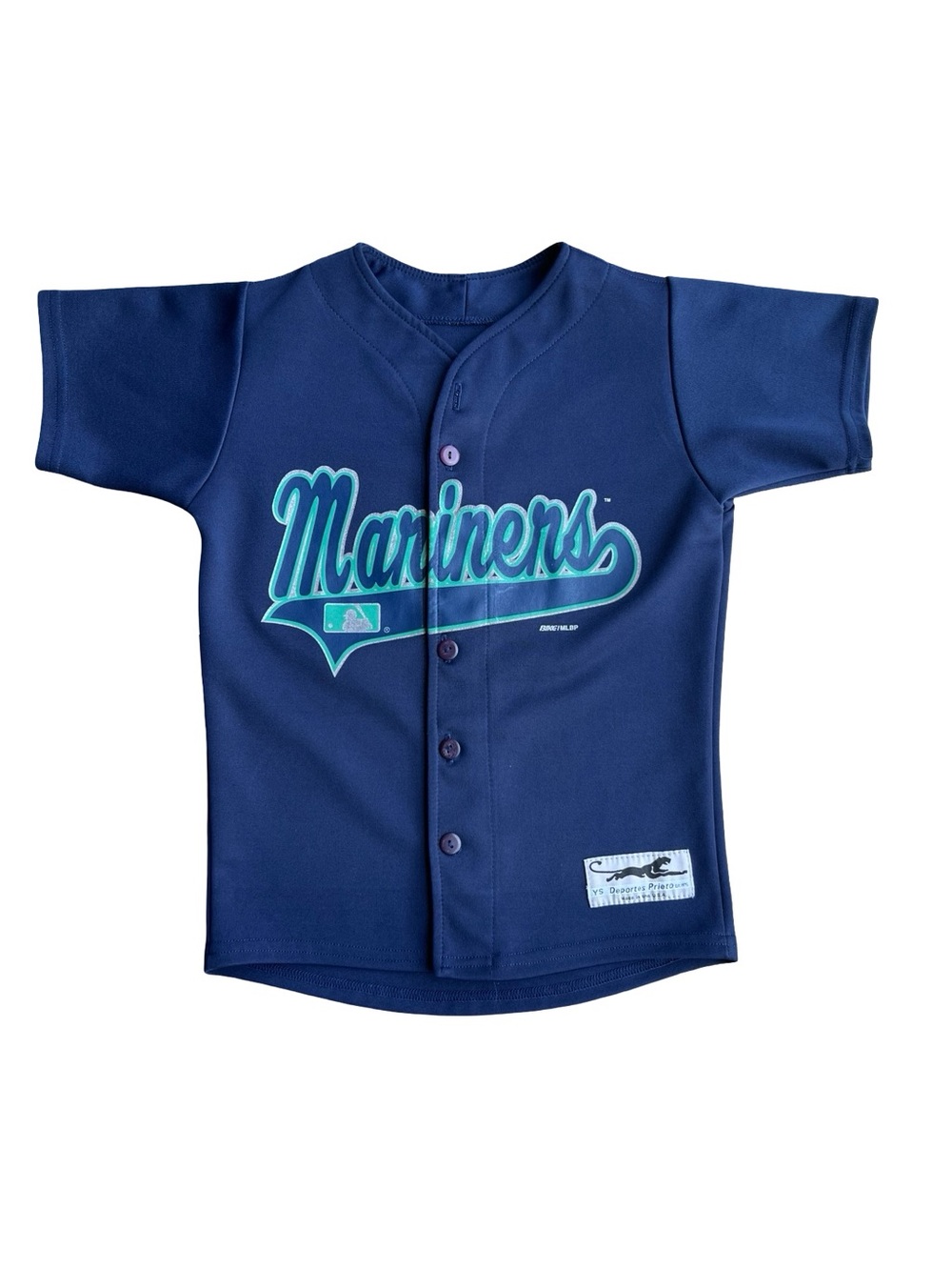 VTG 90s Seattle Mariners MLB Youth Blue Jersey Top #10 Baseball Made in the USA